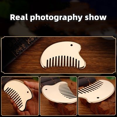 Oro de latón natural Gua Sha herramienta de tablero para el masaje de la cabeza peine Guasha piedra cabeza masajista de cabello Salón de belleza