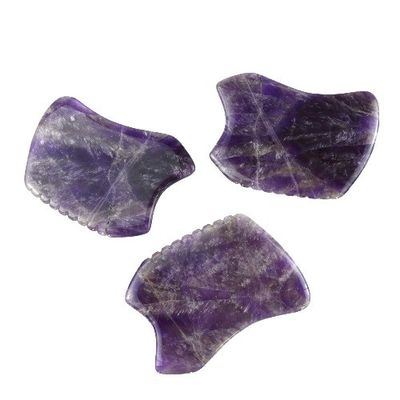 Piedra de raspado púrpura Gua Sha herramienta de masaje para la placa de Guasha facial de cristal de amatista y jade natural