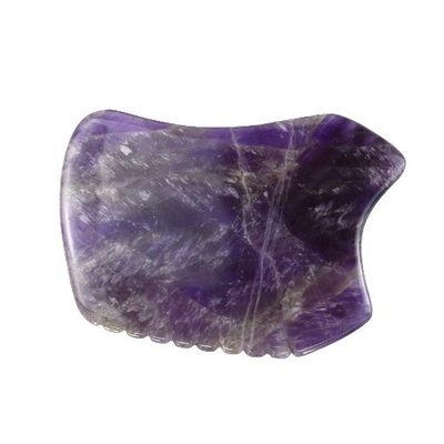 Piedra de raspado púrpura Gua Sha herramienta de masaje para la placa de Guasha facial de cristal de amatista y jade natural