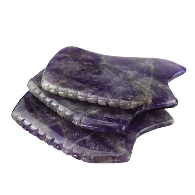 Piedra de raspado púrpura Gua Sha herramienta de masaje para la placa de Guasha facial de cristal de amatista y jade natural
