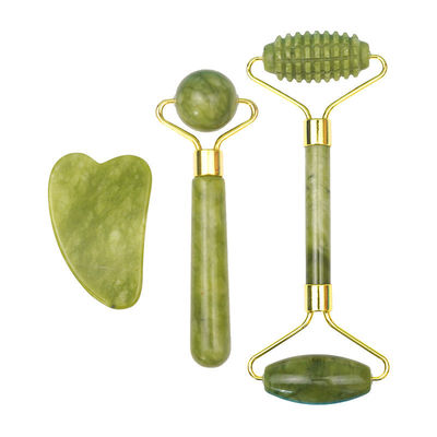 2024 Black Jade Roller Gua Sha Set para masaje corporal y cuidado facial natural de la piel de doble cabeza