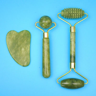 2024 Black Jade Roller Gua Sha Set para masaje corporal y cuidado facial natural de la piel de doble cabeza