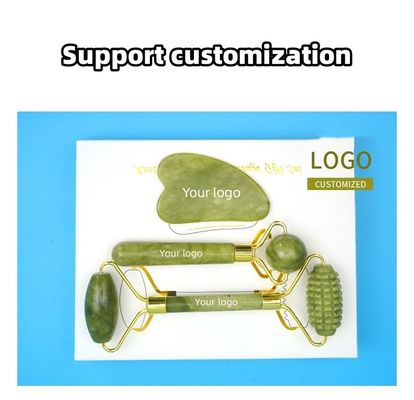 2024 Black Jade Roller Gua Sha Set para masaje corporal y cuidado facial natural de la piel de doble cabeza