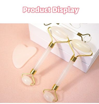 Masaje Muscular Afgano Roller de Jade Blanco y Gua Sha Conjunto para Masaje Corporal con Piedra de Jade Guasha Natural