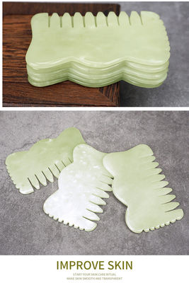 Natural Xiuyan Jade Gua Sha Acupoint Masaje Peinado para el cabello para relajación de la cabeza Guasha Peinado