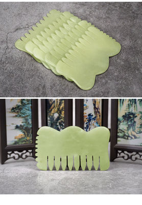 Natural Xiuyan Jade Gua Sha Acupoint Masaje Peinado para el cabello para relajación de la cabeza Guasha Peinado