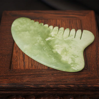 Equipo de masaje de la cabeza Xiuyan natural de jade Gua Sha Acupoint masaje de pelo peine de la cabeza masajeador masaje muscular función