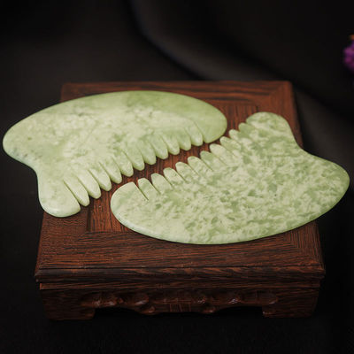 Equipo de masaje de la cabeza Xiuyan natural de jade Gua Sha Acupoint masaje de pelo peine de la cabeza masajeador masaje muscular función