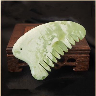 Equipo de masaje de la cabeza Xiuyan natural de jade Gua Sha Acupoint masaje de pelo peine de la cabeza masajeador masaje muscular función