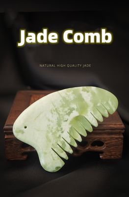 Equipo de masaje de la cabeza Xiuyan natural de jade Gua Sha Acupoint masaje de pelo peine de la cabeza masajeador masaje muscular función