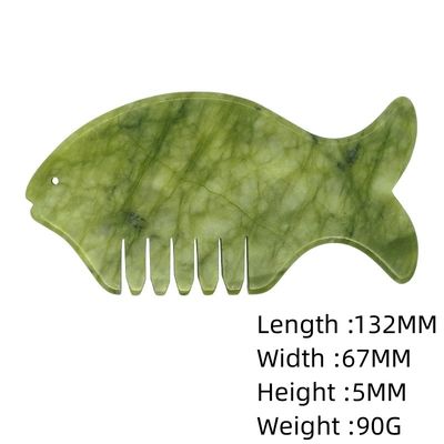 Equipo de masaje para la cabeza 2024 Producto Xiuyan Jade Comb Guasha Jade Stone Scraping Masaje en verde y amarillo