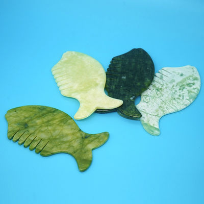 Equipo de masaje para la cabeza 2024 Producto Xiuyan Jade Comb Guasha Jade Stone Scraping Masaje en verde y amarillo