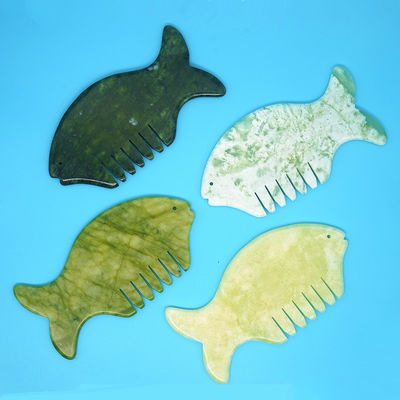 Equipo de masaje para la cabeza 2024 Producto Xiuyan Jade Comb Guasha Jade Stone Scraping Masaje en verde y amarillo