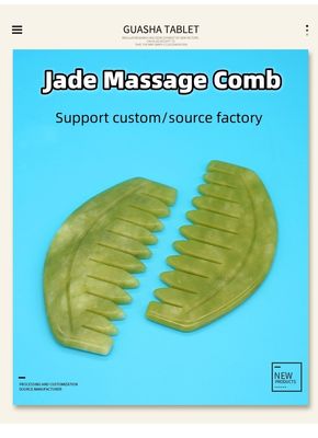2023 Logotipo personalizado disponibleJade Comb Gua Sha herramienta de raspado para el cuidado del cuero cabelludo y los músculos del cuerpo