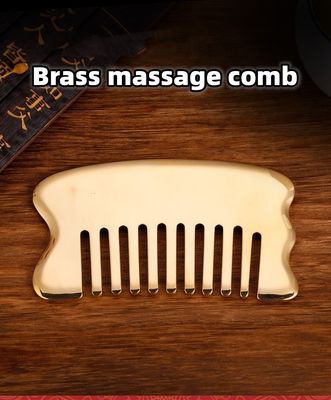 Herramienta de masaje de cabeza de masaje de músculo Logotipo personalizado Herramienta de masaje de cuero cabelludo Cuadrado de latón Gua Sha Comb Metal de cobre Gua Sha Comb