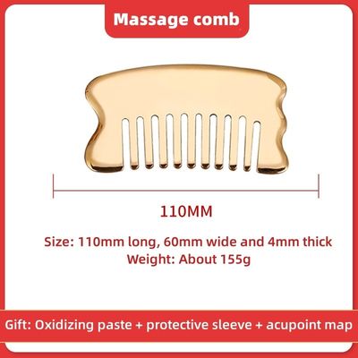 Herramienta de masaje de cabeza de masaje de músculo Logotipo personalizado Herramienta de masaje de cuero cabelludo Cuadrado de latón Gua Sha Comb Metal de cobre Gua Sha Comb