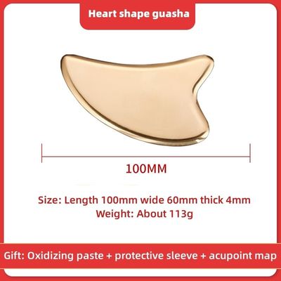 Forma de corazón de oro de latón natural Gua Sha metal raspado Guasha masajeador facial para el masaje de acupuntura meridiana