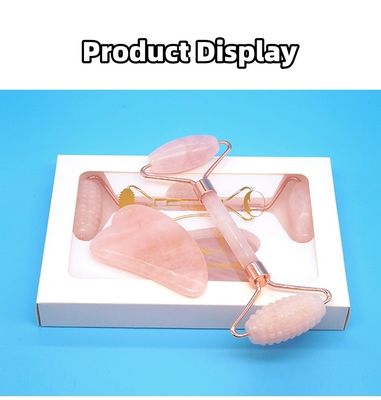 Rosa Cuarzo Gua Sha Facial Herramienta de masaje de rodillos Guasha Piedra Cuerpo Cuidado personal de la piel Spa Antienvejecimiento Boquilla de regalo de belleza facial en rosa