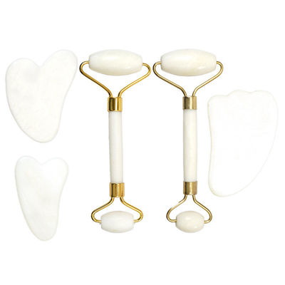 Herramienta para el cuidado de la piel piedra de jade blanca natural Gua Sha Scraping Board Guasha Face Roller Box Gift Set para masaje de músculos del cuerpo