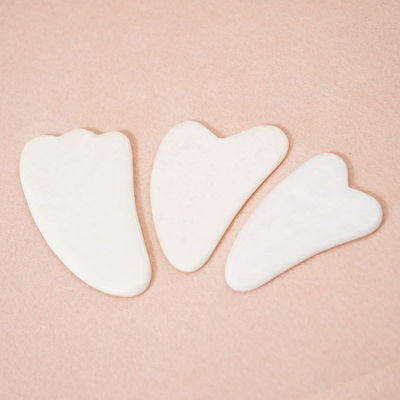 Herramienta para el cuidado de la piel piedra de jade blanca natural Gua Sha Scraping Board Guasha Face Roller Box Gift Set para masaje de músculos del cuerpo