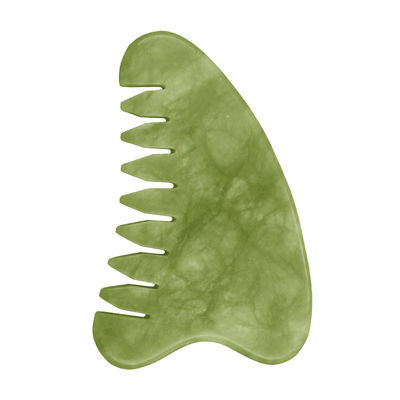 Propiedades Equipo de masaje para la cabeza Jade verde natural Gua Sha Masajeador de la cabeza Peinado de masaje linfático para el cuidado de la salud del cabello
