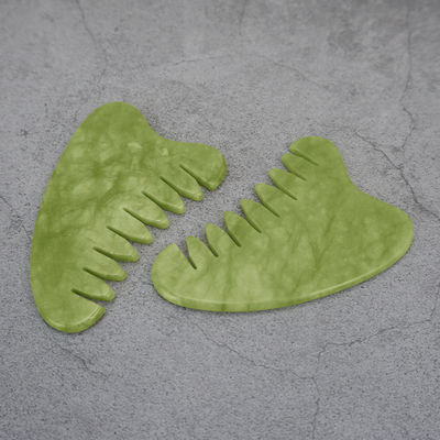 Propiedades Equipo de masaje para la cabeza Jade verde natural Gua Sha Masajeador de la cabeza Peinado de masaje linfático para el cuidado de la salud del cabello