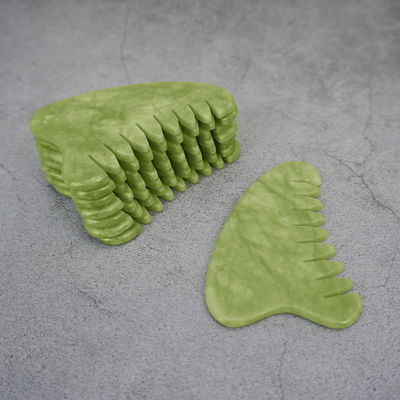 Propiedades Equipo de masaje para la cabeza Jade verde natural Gua Sha Masajeador de la cabeza Peinado de masaje linfático para el cuidado de la salud del cabello