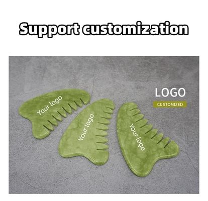 Propiedades Equipo de masaje para la cabeza Jade verde natural Gua Sha Masajeador de la cabeza Peinado de masaje linfático para el cuidado de la salud del cabello