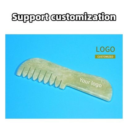 Natural Xiuyan Jade Gua Sha Peinillo de masaje para el cuero cabelludo Jade Piedra de cuidado de la cabeza Masajista de cabello Guasha herramienta de relajación para masaje corporal