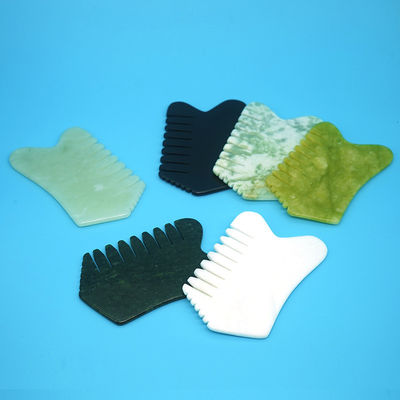 Jade Gua Sha Peinados de masaje Peinado de piedra para el cabello Herramientas de mano para la cabeza para los músculos del cuerpo y herramienta de masaje facial multifuncional