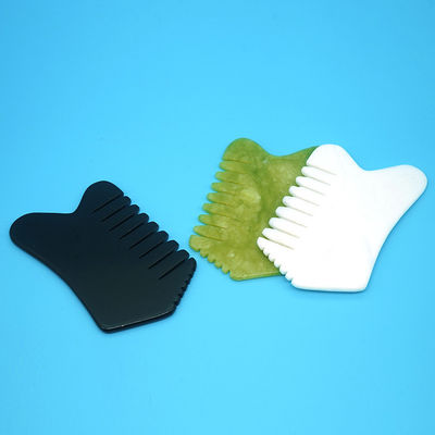 Jade Gua Sha Peinados de masaje Peinado de piedra para el cabello Herramientas de mano para la cabeza para los músculos del cuerpo y herramienta de masaje facial multifuncional