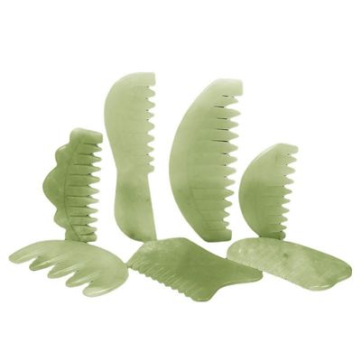 Terapia de acupuntura y masaje del cuero cabelludo Peinado natural de jade para el cabello con herramientas Xiuyan Jade Gua Sha
