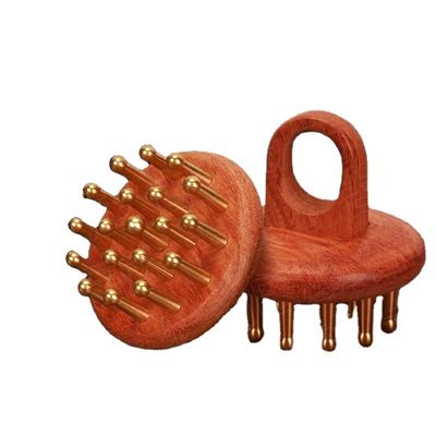 Peinado de cuero cabelludo de madera de cobre pulido Masaje de la cabeza Peinado de cabello de madera para mujeres Peinado de guasha con pulido técnico