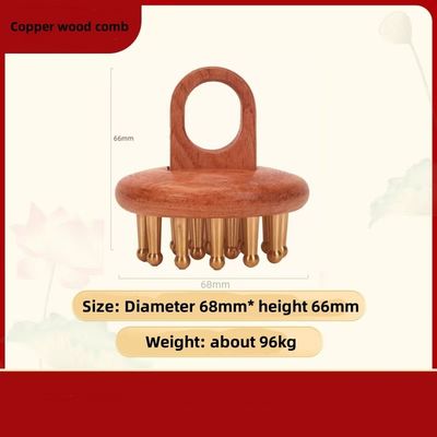 Peinado de cuero cabelludo de madera de cobre pulido Masaje de la cabeza Peinado de cabello de madera para mujeres Peinado de guasha con pulido técnico