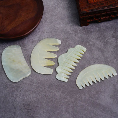 Peinado de masaje para el cuero cabelludo de forma múltiple Xiuyan natural de jade Gua Sha para equipos de masaje de cabeza