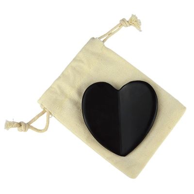 2024 Forma de corazón Natural Negro Piedra Bian Gua Sha Raspado Herramienta de masaje para el drenaje linfático Función de masaje muscular