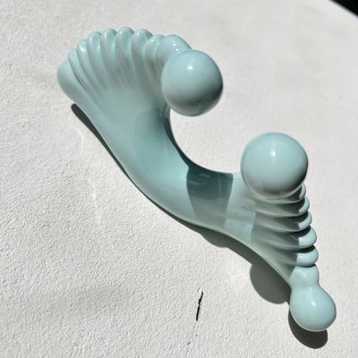 Herramienta de masaje Gua Sha de cerámica azul para drenaje linfático y revitalización de la belleza de la piel
