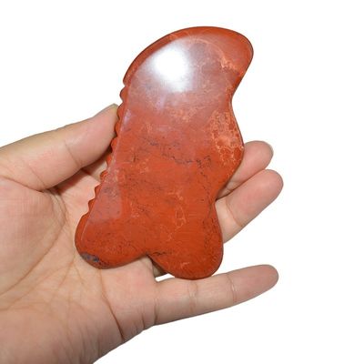 Logotipo personalizado disponible en 2024 Piedra de Jaspe Rojo Gua Sha Masaje de raspadura de tabla para antienvejecimiento y beneficios relajantes musculares