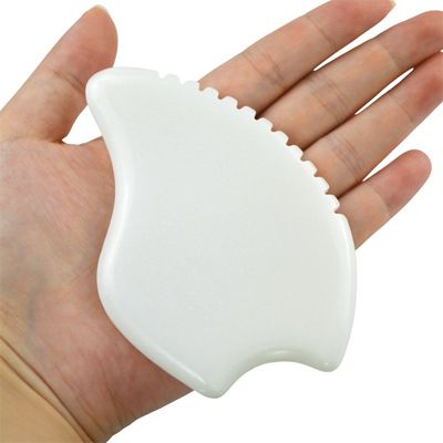 Equipo de masaje Mejor vendedor Masaje facial personalizado de Jade Blanco Herramientas de Guasha para la cara Masaje de piedra de Jade Gua Sha Tabla