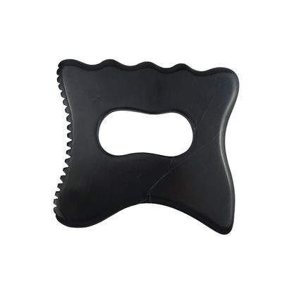 Logotipo personalizado disponible herramienta de masaje Gua Sha de Piedra Bian Negro con equipo de masaje corporal de mango Guasha Stone auto cuidado de la piel