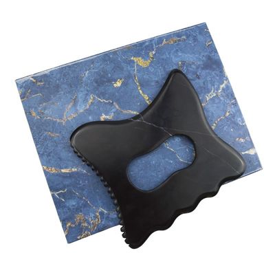 Logotipo personalizado disponible herramienta de masaje Gua Sha de Piedra Bian Negro con equipo de masaje corporal de mango Guasha Stone auto cuidado de la piel