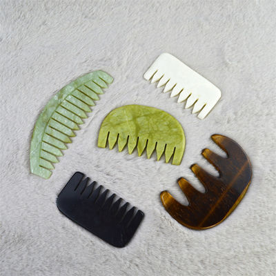 Logotipo Personalizado Logotipo disponiblePuro natural Xiuyan Jade Stone Peinado Cabeza Cuero cabelludo Guasha Herramienta de masaje bajo MOQ Peinado Gua Sha