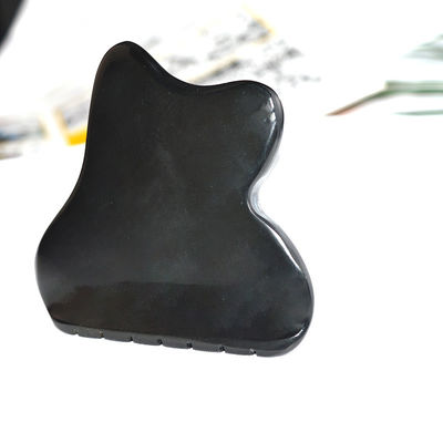 Cabeza de masaje del cuero cabelludo Guasha herramienta Jade Gua Sha Piedra con naturaleza Negro Bianstone Cara Propiedades de Guasha