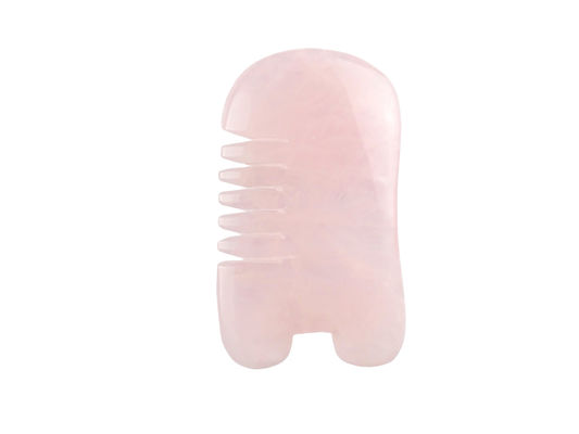 Cuarzo rosa Gua Sha Comb Pez en forma de producto de cuidado de la cabeza para el masaje de cristal natural