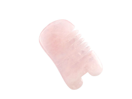 Cuarzo rosa Gua Sha Comb Pez en forma de producto de cuidado de la cabeza para el masaje de cristal natural