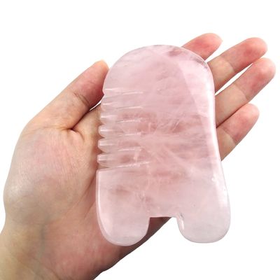 Cuarzo rosa Gua Sha Comb Pez en forma de producto de cuidado de la cabeza para el masaje de cristal natural