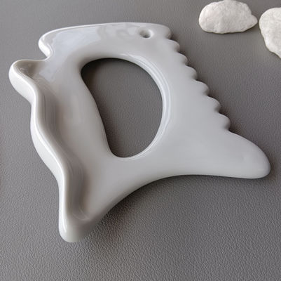 Cerámica Gua Sha herramienta facial tabla de raspado para diseño popular cuerpo de arcilla blanca masajista Guasha