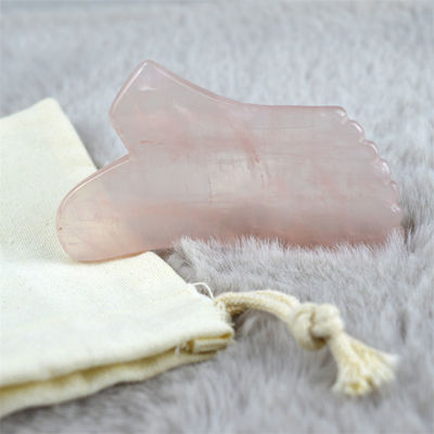 Masajista facial 2024 Piedra de Gua Sha de cuarzo rosa para el cuidado de la piel y el masaje corporal