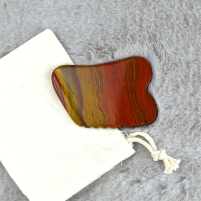 2024 Caliente Natural Rojo Mookaite Jasper Gua Sha Masajista Logotipo personalizado Cuidado de la piel Antienvejecimiento Curación Piedra raspado Herramientas de masaje