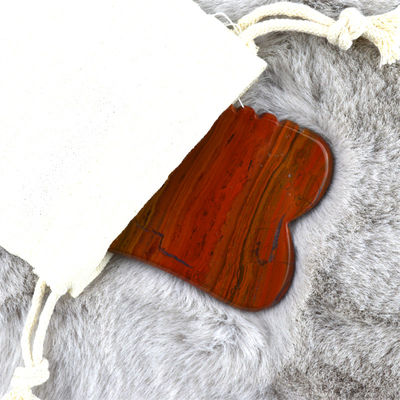 2024 Caliente Natural Rojo Mookaite Jasper Gua Sha Masajista Logotipo personalizado Cuidado de la piel Antienvejecimiento Curación Piedra raspado Herramientas de masaje